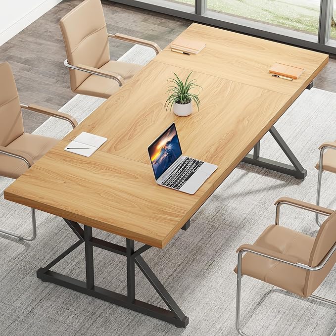 70.8-Inch Large Executive Desk, Modern Computer Office Desk, Wooden Writing Desk Study Table for Home Office - LeafyLoom