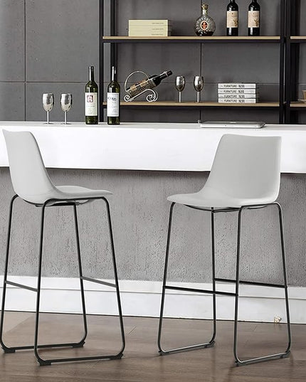 NicBex Retro Bar Stools Crazy-Horse Leather with Metal Legs Barstools, Lounge Kitchen Island Bar Stools, Set of 2, (White Color) (A-GE17024-USSU014) - LeafyLoom