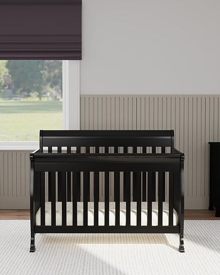 DaVinci Kalani 4-in-1 Convertible Crib in Ebony, Greenguard Gold Certified - LeafyLoom