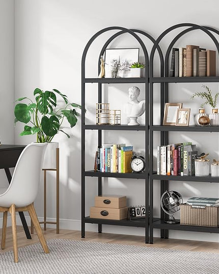 Tribesigns 4-Tier Open Bookshelf, 70.8" Wood Bookcase Storage Shelves with Metal Frame, Freestanding Display Rack Tall Shelving Unit for Office, Bedroom, Living Room, Easy Assembly (Black, 1PC) - LeafyLoom
