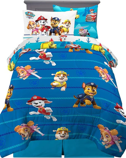 Paw Patrol Kids Bedding Super Soft Comforter and Sheet Set with Sham, 5 Piece Twin Size, (100% Officially Licensed Nickelodeon Product) By Franco - LeafyLoom