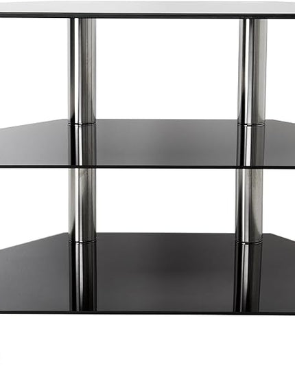 AVF Transitional Steel and Glass TV Stand for up to 32" TVs in Black/Chrome - LeafyLoom