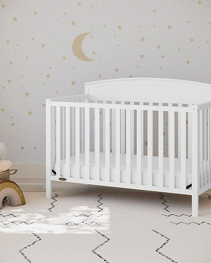Graco Benton 5-in-1 Convertible Crib (White) – GREENGUARD Gold Certified, Converts from Baby Crib to Toddler Bed, Daybed and Full-Size Bed, Fits Standard Full-Size Crib Mattress - LeafyLoom