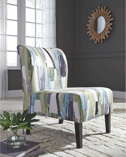 Signature Design by Ashley Triptis Abstract Print Contemporary Accent Chair, Green, Blue & White - LeafyLoom