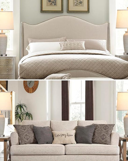 25" Farmhouse Jar Table Lamps Set of 2, 3 Way Touch Control Rustic Bedside Lamps with USB A+C Ports & AC Outlet, Pot Nightstand Lamps for Bedroom Living Room (LED Bulbs Included) - LeafyLoom