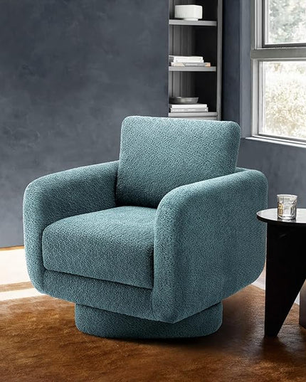 COLAMY Swivel Accent Chairs Set of 2, 32Inches Wide Upholstered Armchair with Plush Back Pillow for Living Room, Modern Sofa Corner Chair for Nursery/Living Room/Bedroom-Teal - LeafyLoom