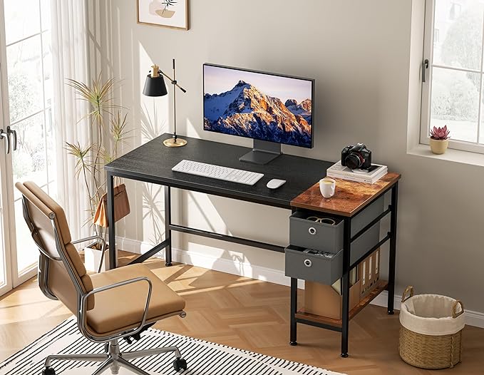 HOMIDEC Office Desk, Computer Desk with Drawers 40" Study Writing Desks for Home with Storage Shelves, Desks & Workstations for Home Office Bedroom - LeafyLoom