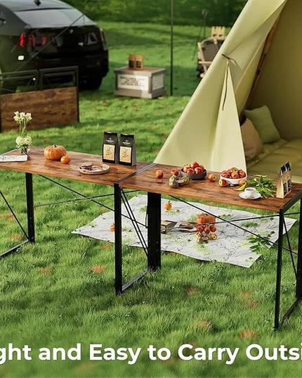 Coavas 31.5 inch Folding Desk No Assembly Required, Writing Computer Desk Space Saving Foldable Table Simple Home Office Desk, Slippy Vintage Brown - LeafyLoom
