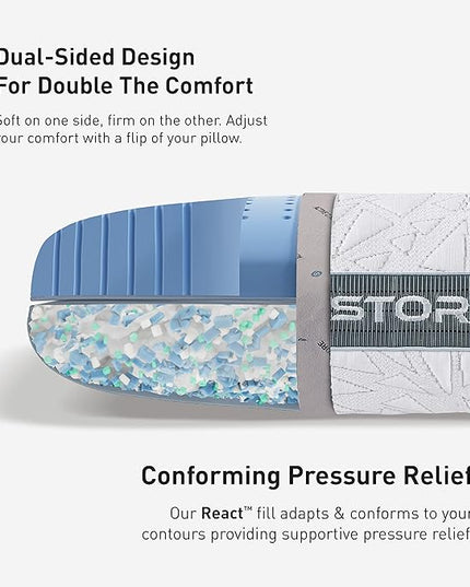 Bedgear Storm Performance Pillow - Size 2.0 - Cooling Bed Pillow for Hot Sleepers - Medium-Firm Pillow for All Sleep Positions, Hypoallergenic, Washable & Removable Cover - LeafyLoom