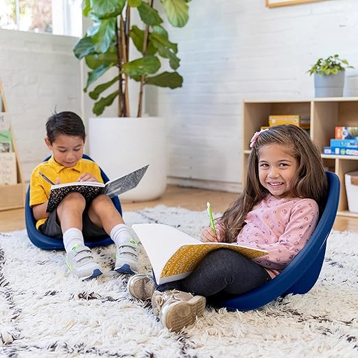 ECR4Kids Leaf Floor Seat, Rocker Chair, Navy, 6-Piece - LeafyLoom