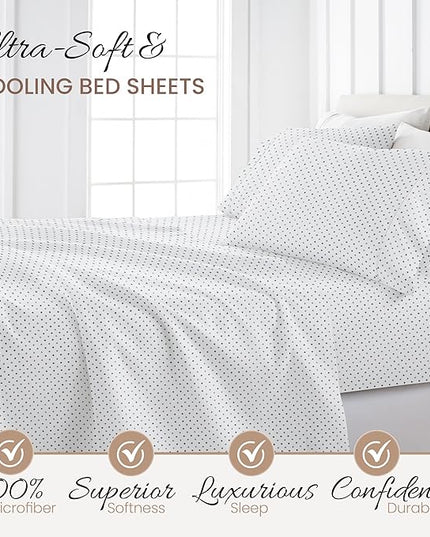 Linen Market 3 Piece Twin Bedding Sheet Set (Navy Blue Lilies) - Sleep Better Than Ever with These Ultra-Soft & Cooling Bed Sheets for Your Twin Size Bed - Deep Pocket Fits 16" Mattress - LeafyLoom