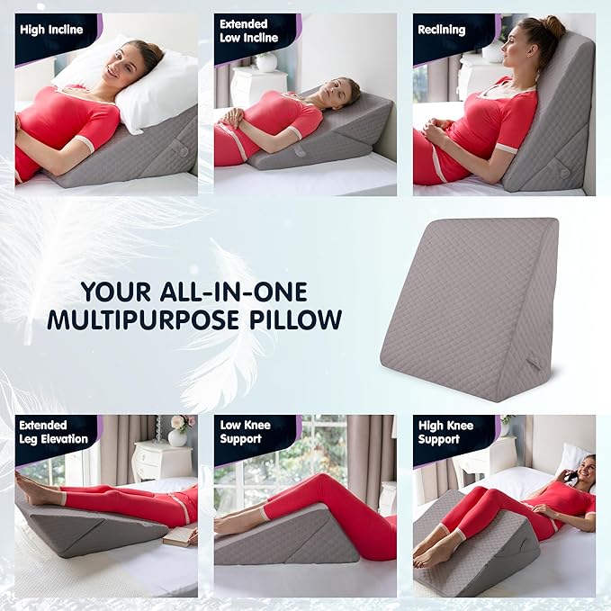 Adjustable Bed Wedge Pillow for Sleep Apnea, Gerd, Acid Reflux, Post Surgery, Heartburn - Foam Wedge Pillow for Back Pain Relief, Sleep Apnea Pillow Wedge or Bed Wedge Pillow for Sleeping for Seniors - LeafyLoom