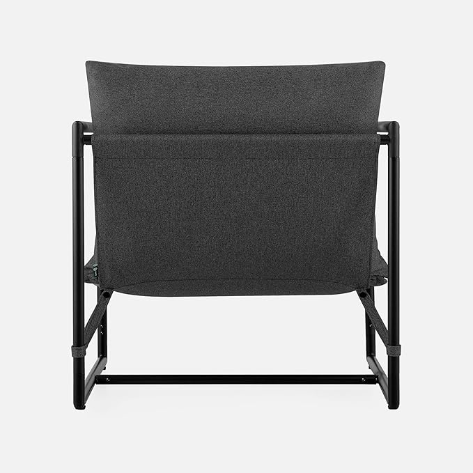 ZINUS Aidan Sling Accent Chair / Metal Framed Armchair with Shredded Foam Cushioning, Dark Grey - LeafyLoom