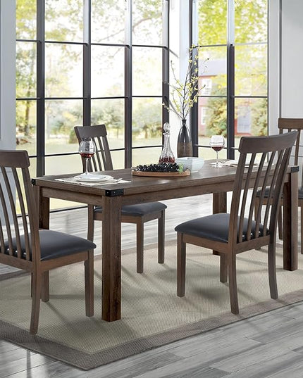 COLAMY Wooden Dining Chairs Set of 4, PU Leather Dining Room Kitchen Side Chair with Spindle High Back and Adjustable Foot Pegs - LightBrown - LeafyLoom
