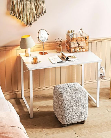 Coleshome 40 Inch Computer Desk, Modern Simple Style Desk for Home Office, Study Student Writing Desk, White - LeafyLoom