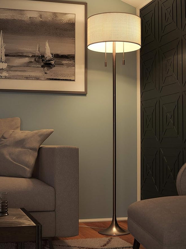 Kenroy Home 21405AB Stowe Floor Lamp with Antique Brass Finish, Modern Style, 61" Height, 19" Width, 19" Depth - LeafyLoom