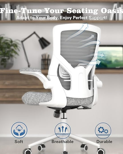 Office Chair, High Back Desk Chair with Adjustable Lumbar Support, Ergonomic Mesh Computer Chair with Premium Cold-Cured Cushion, Height Liftable Swivel Chair for Home Office - LeafyLoom