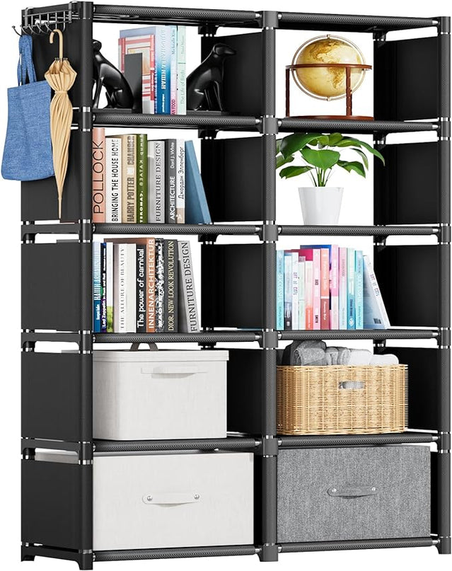 Mavivegue Bookshelf,10 Cube Storage Organizer,Book Shelf Organizer,Tall Bookcase Shelf,Book Cases/Shelves,Black Cube Shelf,Cubbies Closet Storage Organizer Shelves for Bedroom,Living Room,Home,Office - LeafyLoom
