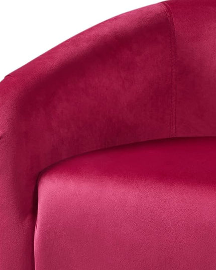 Yaheetech Club Chair, Velvet Accent Chair Upholstered Barrel Chair Sitting Chair with Armrest and Low Back for Living Room Bedroom, Rose Red - LeafyLoom