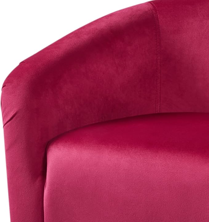 Yaheetech Club Chair, Velvet Accent Chair Upholstered Barrel Chair Sitting Chair with Armrest and Low Back for Living Room Bedroom, Rose Red - LeafyLoom