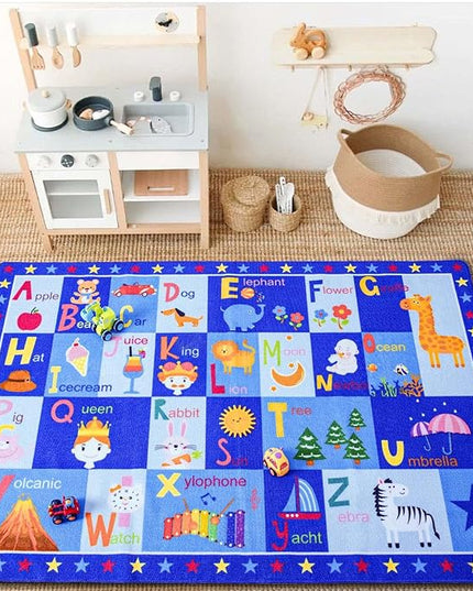 Terrug Kids Rugs ABC Alphabet Carpet Playmat, Word Educational Area Rug, Non Slip Cute Cartoon Daycare Supplies, Kids Gift for Playroom, Classroom, Bedroom and Nursery (4x6 Feet) - LeafyLoom