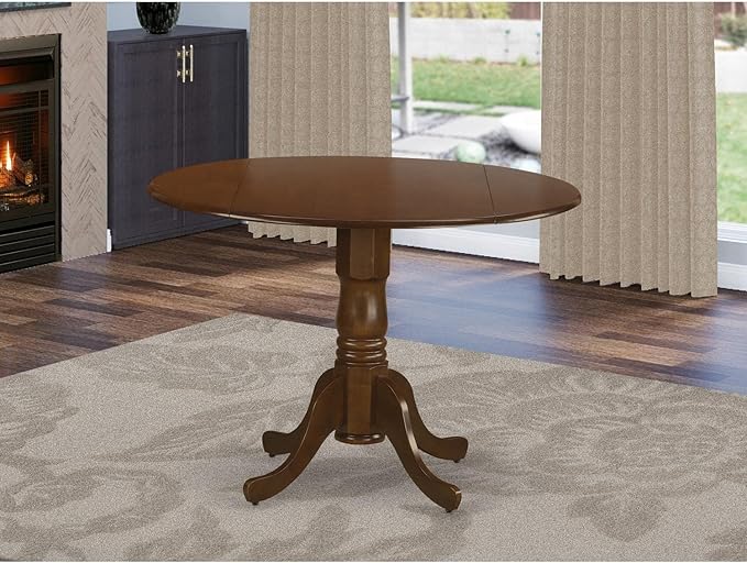 East West Furniture DLT-ESP-TP Dublin Modern Kitchen Table - a Round Dining Table Top with Dropleaf & Pedestal Base, 42x42 Inch, Espresso - LeafyLoom