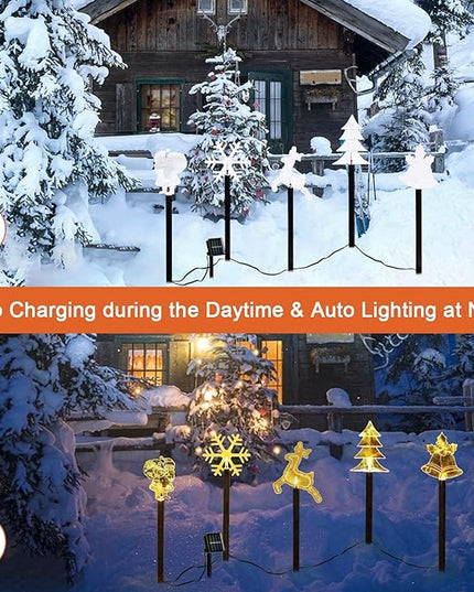 BRIGHTDECK Solar Christmas Pathway Lights Outdoor Decorations, Landscape Lights Waterproof Led Garden Stake Lights for Walkway Yard Lawn Porch Holiday Decor 5-Pack BRIGHTDECK