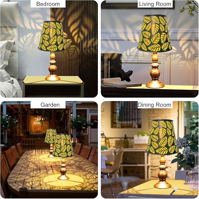 pearlstar Solar Table Lamps Bedside Lamps - Leaf Garden Waterproof Cordless Solar Table Lamps for Patio Garden Pathway Yard - LeafyLoom