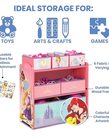 Delta Children Design & Store 6 Bin Toy Storage Organizer, Disney Princess - LeafyLoom