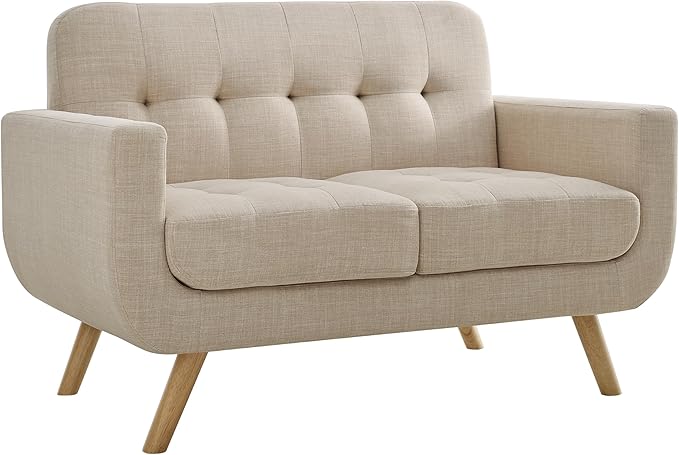 ROSEVERA Elena Contemporary Accent Armchair with Linen Upholstery Living Room Furniture, Beige - LeafyLoom