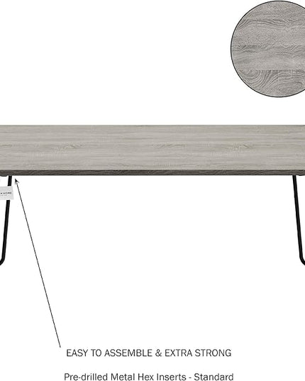 LAVISH HOME Coffee Table with Hairpin Legs-Modern Industrial Style Home Decor-Woodgrain-Look and Steel Accent Living Room Furniture, 41", Gray - LeafyLoom