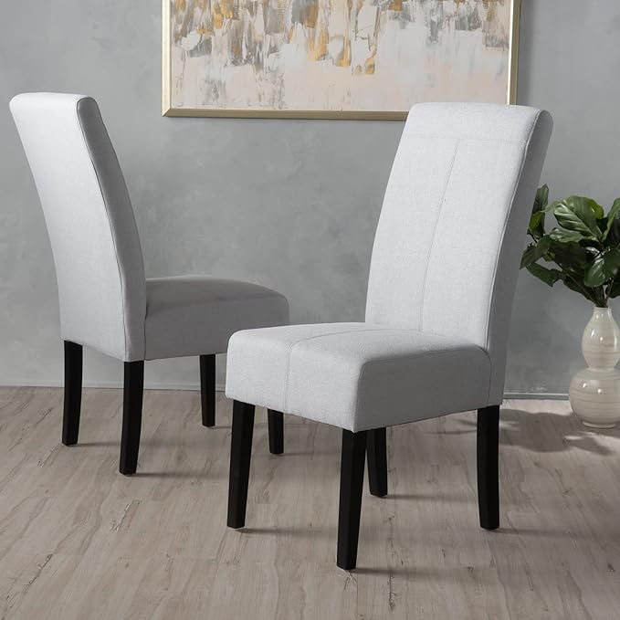 Christopher Knight Home Pertica Fabric Dining Chair (Set Of 2),Wood, Light Grey - LeafyLoom