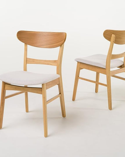 Christopher Knight Home Idalia Dining Chairs, 2-Pcs Set, Light Beige / Oak Finish - LeafyLoom