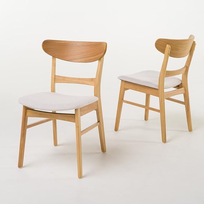 Christopher Knight Home Idalia Dining Chairs, 2-Pcs Set, Light Beige / Oak Finish - LeafyLoom