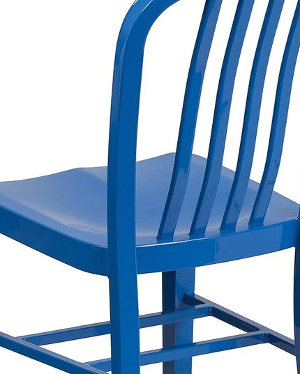 Flash Furniture Gael Commercial Grade 2 Pack Blue Metal Indoor-Outdoor Chair - LeafyLoom