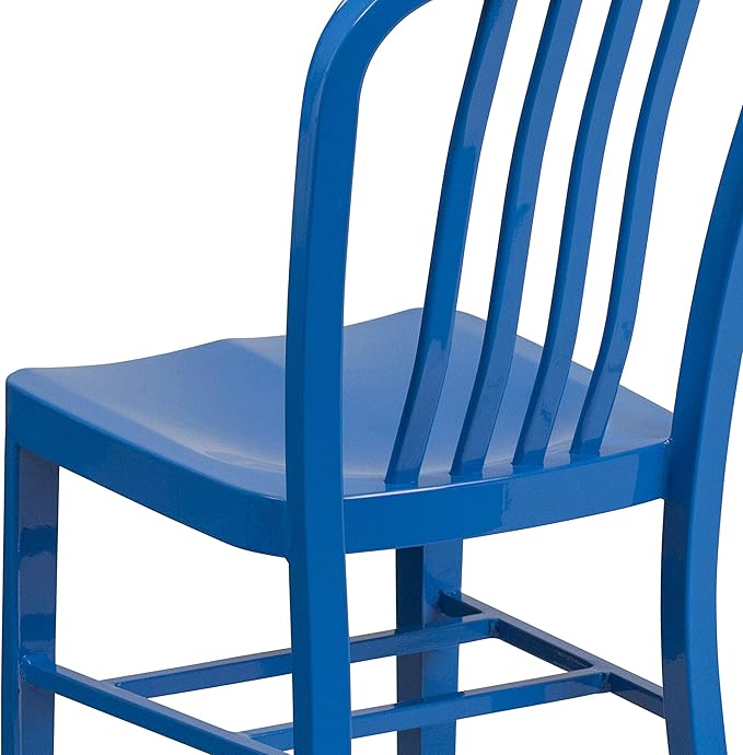 Flash Furniture Gael Commercial Grade 2 Pack Blue Metal Indoor-Outdoor Chair - LeafyLoom