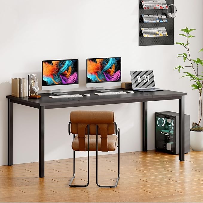 Need Large Computer Desk 70.8 x 31.5 inches Conference Table Large Office Desk Writing Table Workstation for Home Office,Black 10FJGSAC3-180BK-ND - LeafyLoom