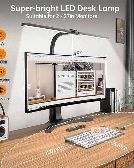 LED Desk Lamp for Home Office, Bright Adjustable Gooseneck Architect Desk Lamp with Clamp, Smart Dimmable Computer Desk Lamp with Remote & Sensor, Clip Table Light for Work Study Reading, 24W - LeafyLoom