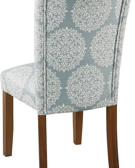 HomePop Parsons Classic Upholstered Accent Dining Chair,Set of 2, Blue and Cream Medallion - LeafyLoom