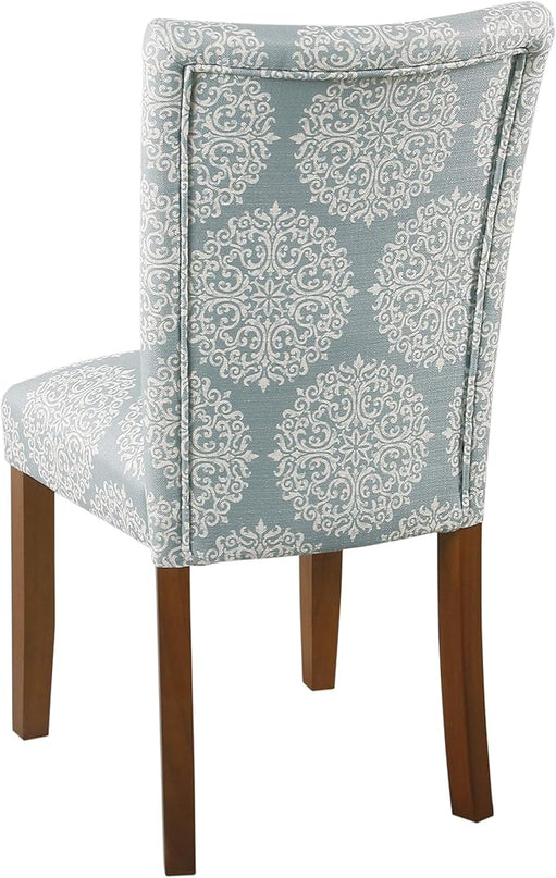 HomePop Parsons Classic Upholstered Accent Dining Chair,Set of 2, Blue and Cream Medallion - LeafyLoom