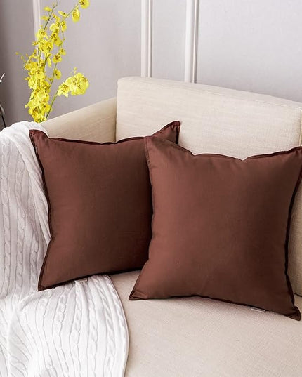 Jeanerlor Set of 2 20"x20" Pillowcase Cousion Cover Decor Cotton Linen with Unique Design to Embellish Balcony/Reception,(50 x 50cm), Reddish Brown - LeafyLoom