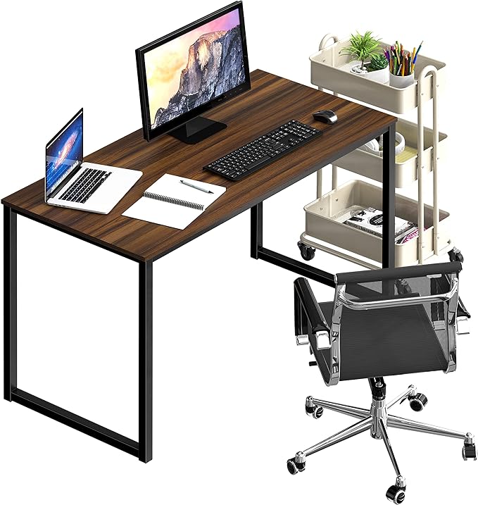 SHW Home Office 40-Inch Computer Desk, Walnut - LeafyLoom
