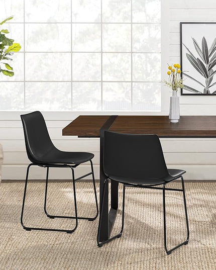 NicBex Retro Side Chair Dining Chair with Metal Legs for Kitchen, Living, Dining Room, Set of 2, (Black Color) (A-GE17014-USSU014) - LeafyLoom