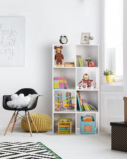PACHIRA E-Commerce US Storage Cabinet 8-Cube, White Bookcase with Wooden Frame, Open Closet Standing Nursery Book Shelving Organizer Fits 11 Inch Storage Bin - LeafyLoom