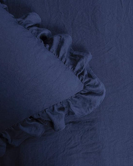 Lush Decor Reyna Ruffle Comforter Set - 3 Piece Cozy Ruffled Bedding Set - Timeless Elegance and Comfort for Dorm Room - Full/ Queen, Navy - LeafyLoom