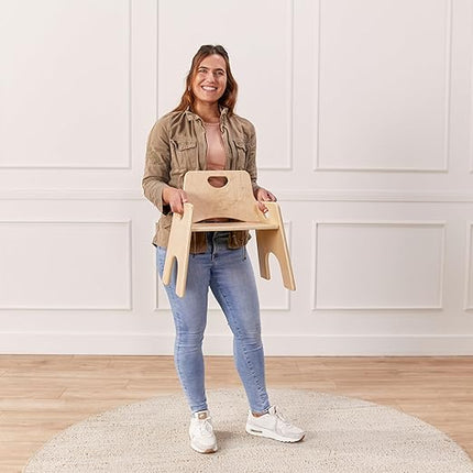 ECR4Kids Stackable Wooden Toddler Chair, 10in, Kids Furniture, Natural, 2-Pack - LeafyLoom