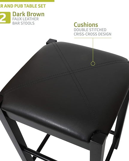 Pearington Remington High Top Counter Height Bar and Pub Table Set with 2 Chairs, Brown - LeafyLoom