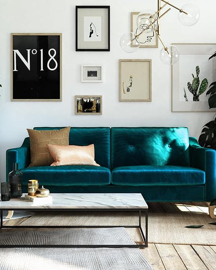Mr. Kate Tess Sofa with Soft Pocket Coil Cushions, Small Space Living Room Furniture, Green Velvet - LeafyLoom
