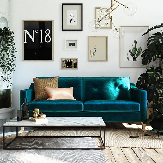 Mr. Kate Tess Sofa with Soft Pocket Coil Cushions, Small Space Living Room Furniture, Green Velvet - LeafyLoom