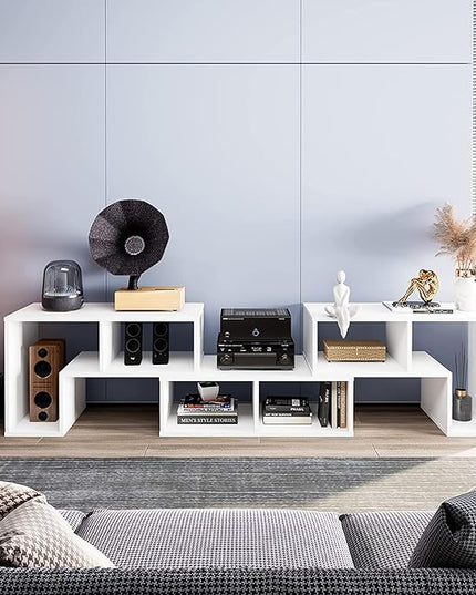Modern Multimedia Furniture DIY Open Bookcase Shelf for Storage and Display, Suitable for Living Room Bedroom 3 Pieces Console TV Stand, White - LeafyLoom